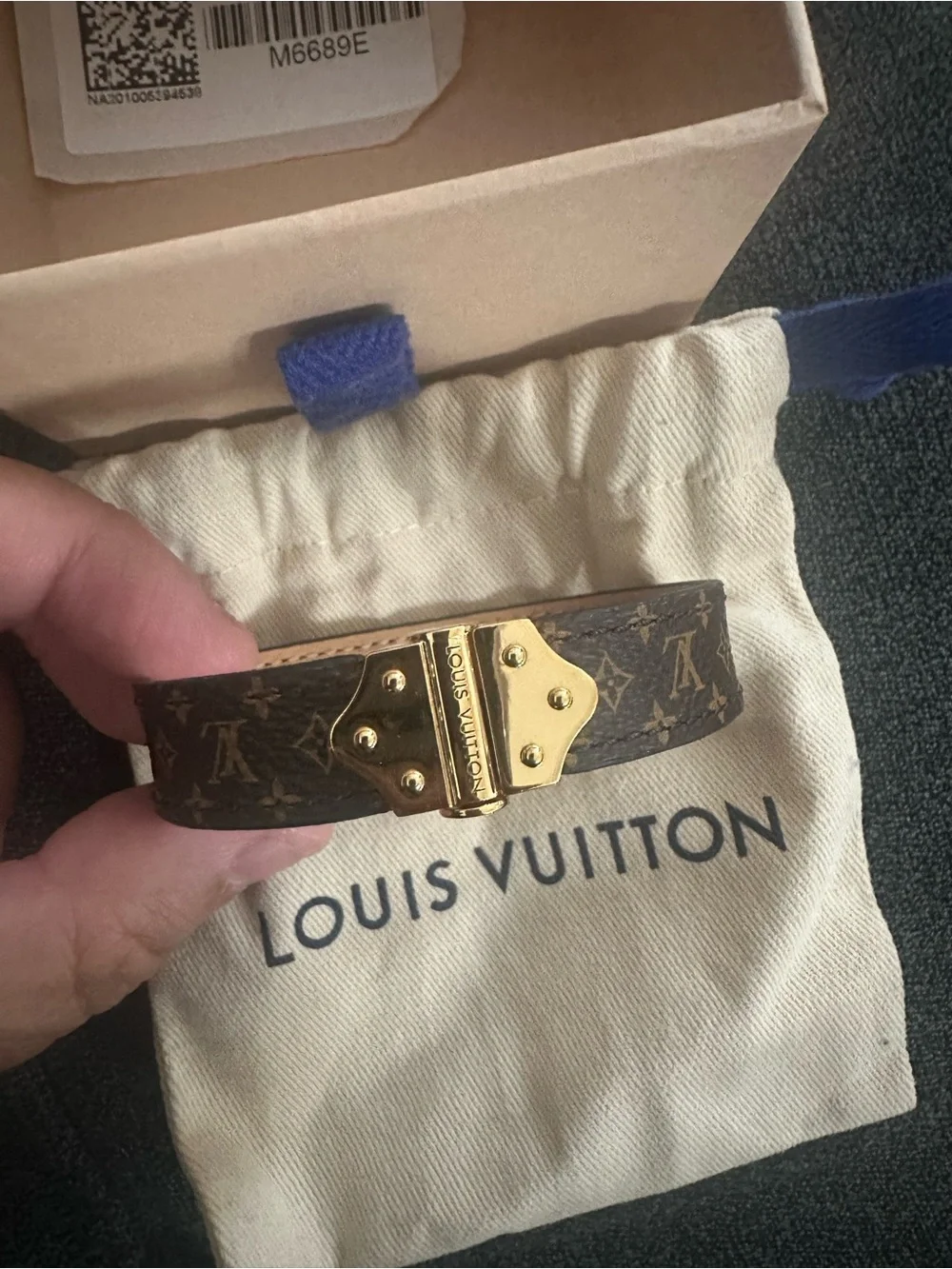 Louis Vuitton Brown Monogram Bracelet with Gold Hardware